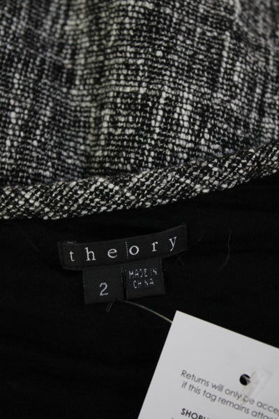 Theory Women Shift Dress Black Sleeveless Round Neck Zip Short Size 2