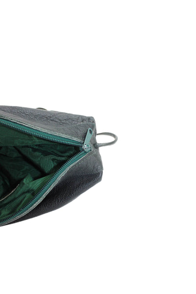 Carlos Falchi Womens Single Strap Zip Top Small Leather Shoulder Handbag Evergre