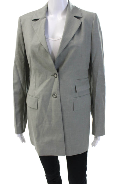 Talora Women Gray Wool Collared Button Blazer Long Sleeve Classic Size 2