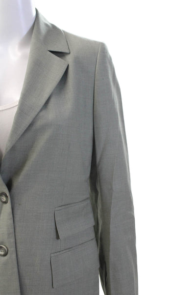 Talora Women Gray Wool Collared Button Blazer Long Sleeve Classic Size 2
