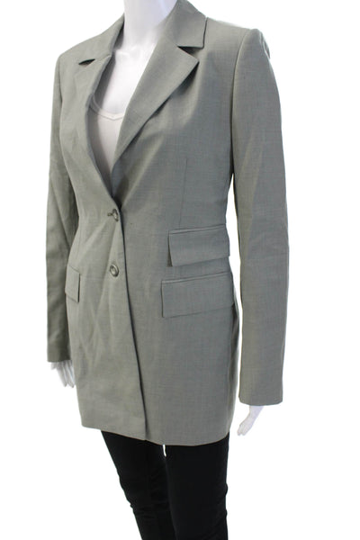 Talora Women Gray Wool Collared Button Blazer Long Sleeve Classic Size 2
