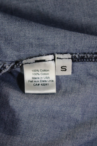 Stark Womens Tunic Button-Up Sleeveless Mini Dress Blue 100% Cotton Size S