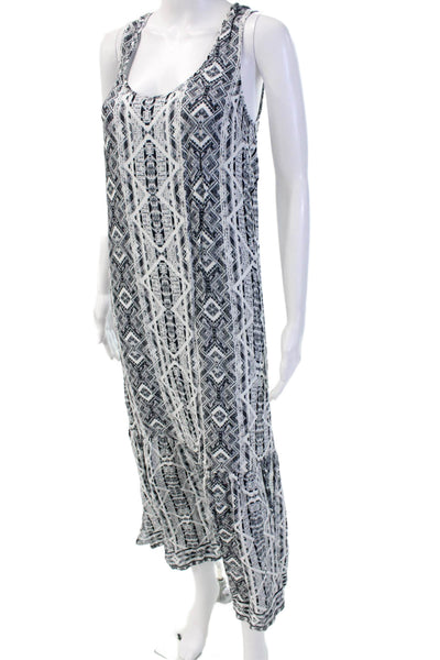 Splendid Women Maxi Tank Dress Black Geometric Aztec Rayon Round Neck Size S