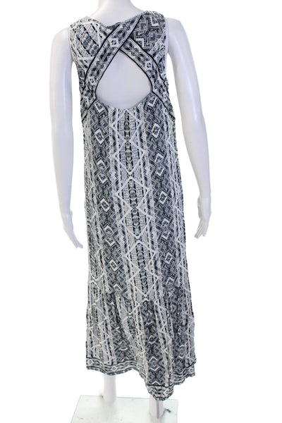 Splendid Women Maxi Tank Dress Black Geometric Aztec Rayon Round Neck Size S