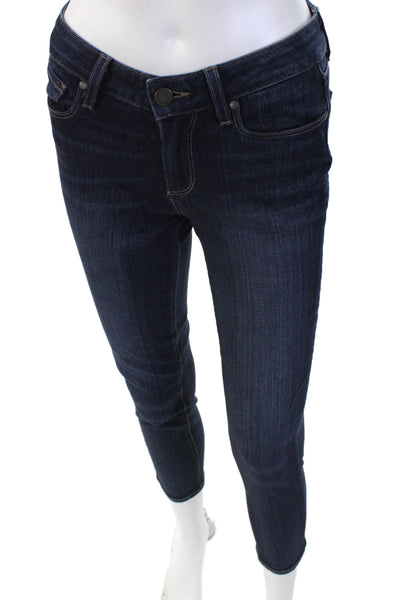 Paige Women Cropped Skinny Jeans Dark Blue Size 27