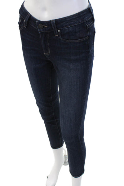 Paige Women Cropped Skinny Jeans Dark Blue Size 27