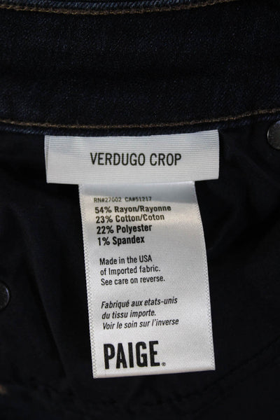 Paige Women Cropped Skinny Jeans Dark Blue Size 27