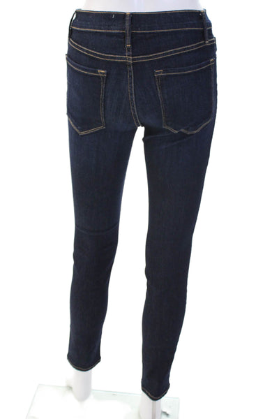 Frame Denim Women Ankle Skinny Jeans Dark Blue Low Rise Button Size 27