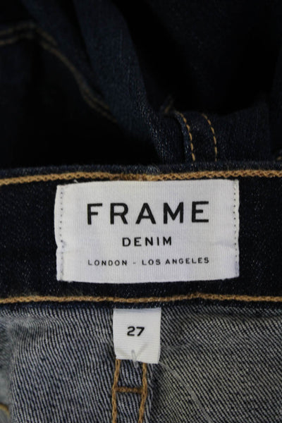 Frame Denim Women Ankle Skinny Jeans Dark Blue Low Rise Button Size 27