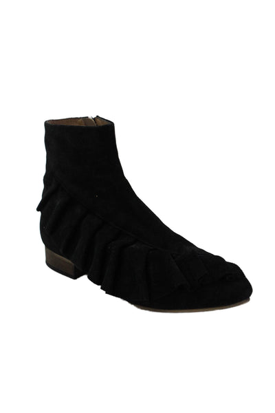 Anthropologie Womens Suede Pointed Toe Ankle Boots Black Size 36 6