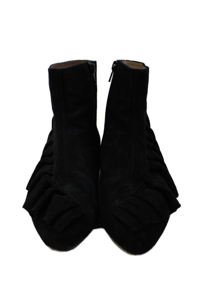Anthropologie Womens Suede Pointed Toe Ankle Boots Black Size 36 6
