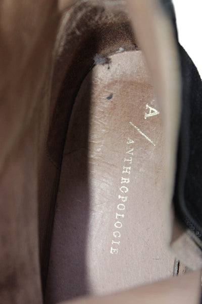 Anthropologie Womens Suede Pointed Toe Ankle Boots Black Size 36 6