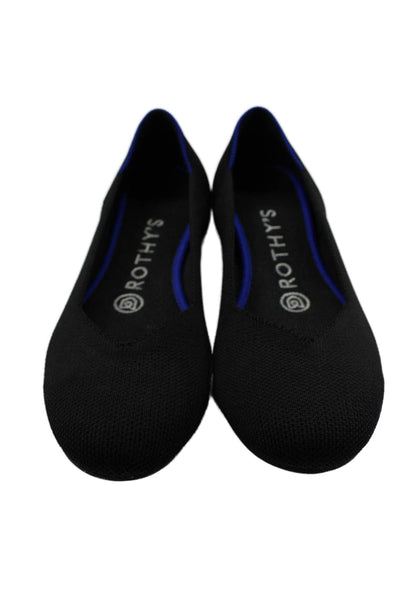 Rothys Womens Solid Woven Round Toe Slip On Flats Loafers Black Size 6