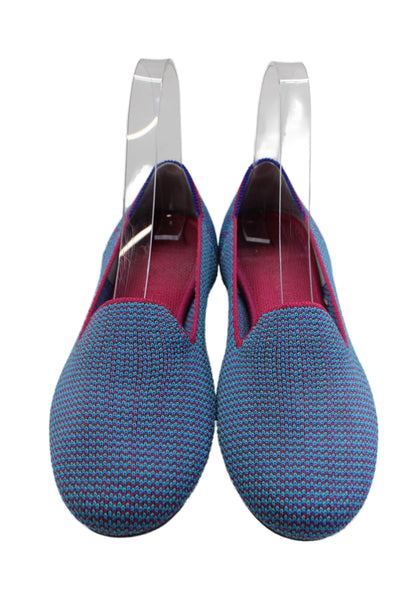 Rothys Womens Woven Round Toe Slip On Flats Loafers Blue Size 6