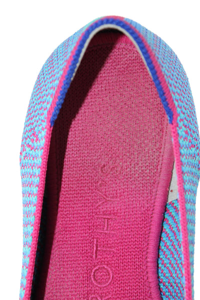 Rothys Womens Woven Round Toe Slip On Flats Loafers Blue Size 6