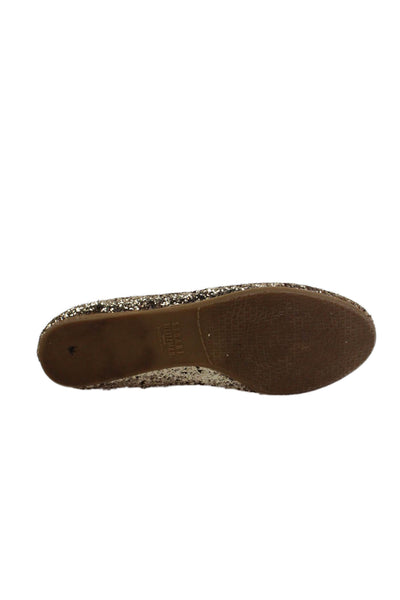 Stuart Weitzman Womens Sparkly Round Toe Slip On Flats Gold Size 6
