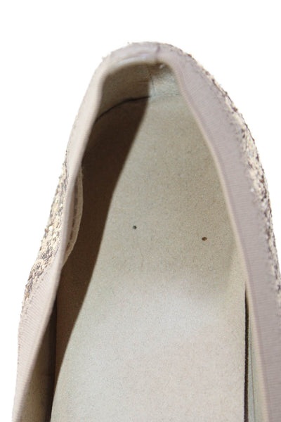 Stuart Weitzman Womens Sparkly Round Toe Slip On Flats Gold Size 6