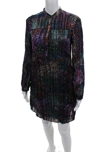 Reiss Womens Shift Shirt Dress Black Long Sleeve Button High Neck Size 0