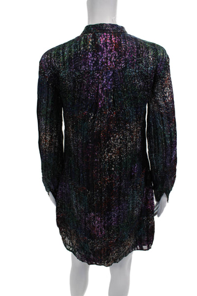 Reiss Womens Shift Shirt Dress Black Long Sleeve Button High Neck Size 0