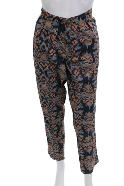 Maison Scotch Women Cropped Ankle Black Pants Aztec 100% Cotton Button Size 2