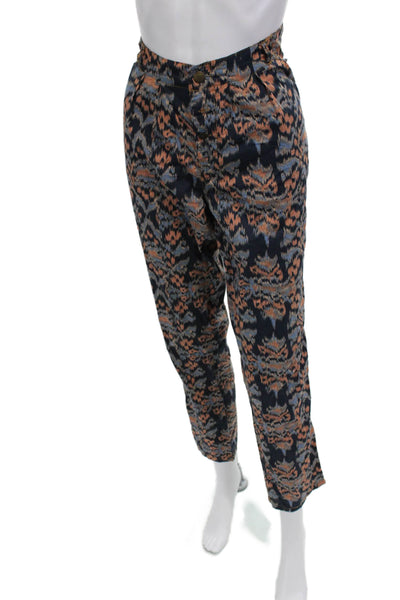 Maison Scotch Women Cropped Ankle Black Pants Aztec 100% Cotton Button Size 2