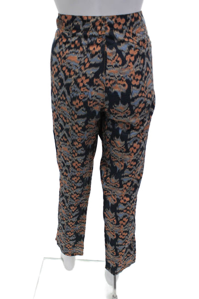 Maison Scotch Women Cropped Ankle Black Pants Aztec 100% Cotton Button Size 2