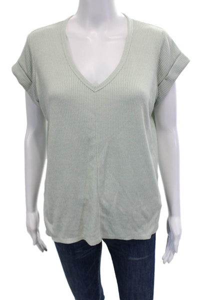 Rag & Bone Women Basic V-Neck Green Short Sleeve T-Shirt Size S