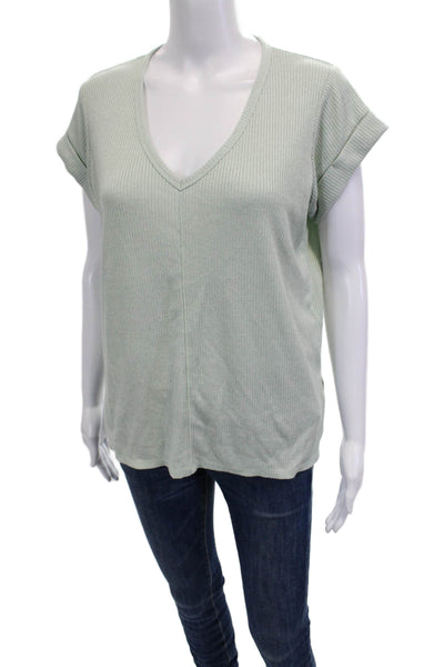 Rag & Bone Women Basic V-Neck Green Short Sleeve T-Shirt Size S
