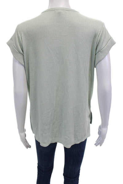 Rag & Bone Women Basic V-Neck Green Short Sleeve T-Shirt Size S