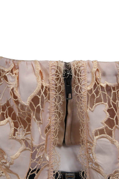 Lovers + Friends Women Beige Floral Bohemian Short Sleeve Blouse Size M