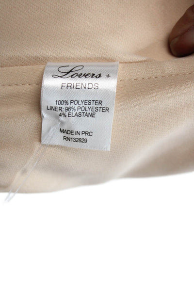 Lovers + Friends Women Beige Floral Bohemian Short Sleeve Blouse Size M