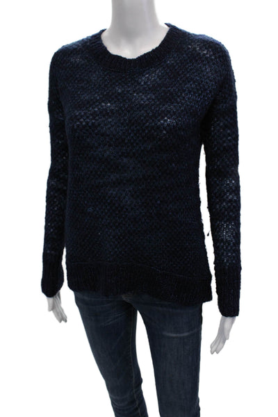Theory Women Pullover Sweater Dark Blue Crew Neck Wool Blend Size 0P