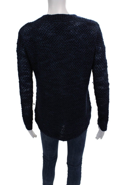 Theory Women Pullover Sweater Dark Blue Crew Neck Wool Blend Size 0P