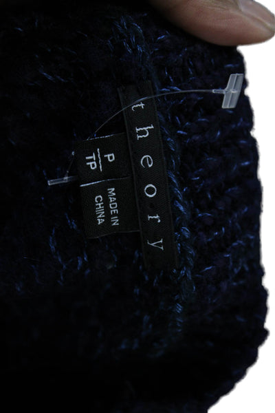 Theory Women Pullover Sweater Dark Blue Crew Neck Wool Blend Size 0P