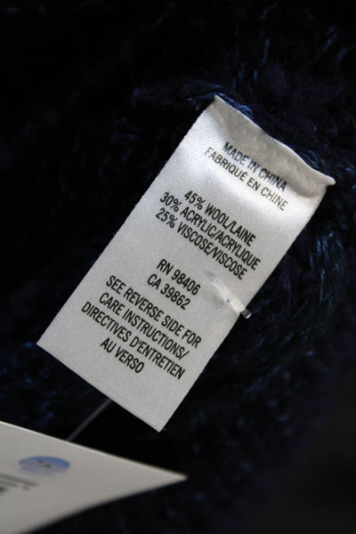 Theory Women Pullover Sweater Dark Blue Crew Neck Wool Blend Size 0P