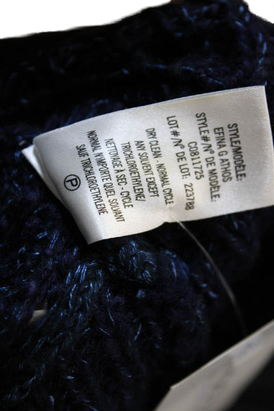 Theory Women Pullover Sweater Dark Blue Crew Neck Wool Blend Size 0P