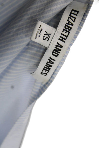 Elizabeth & James Women Light Blue Striped Cropped Blouse Cotton V-Neck Size XS