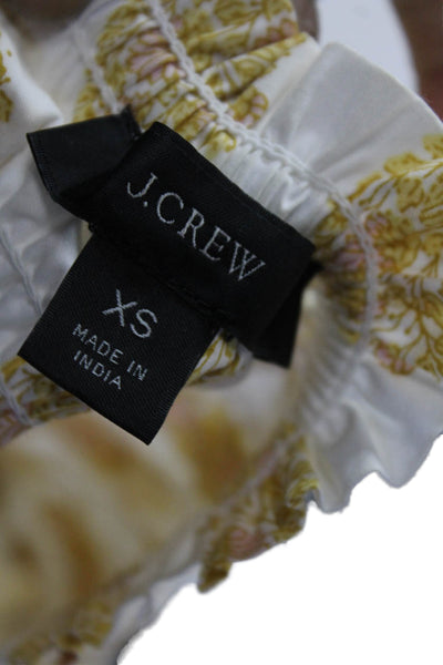 J Crew Women Peasant Mini Skirt White Paisley 100% Cotton Size XS
