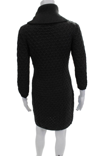 Calvin Klein Women Sweater Dress Black Turtleneck 3/4 Sleeve Size S