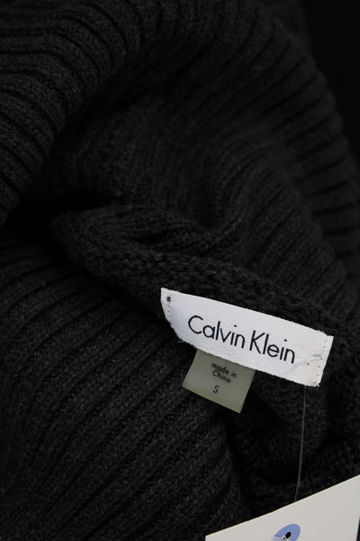 Calvin Klein Women Sweater Dress Black Turtleneck 3/4 Sleeve Size S