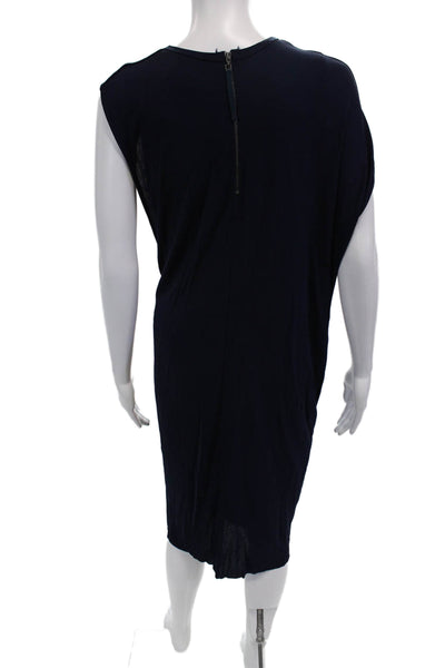 Helmut Lang Womens T-Shirt Dress Dark Blue Midi Short Sleeve Crew Neck Size M