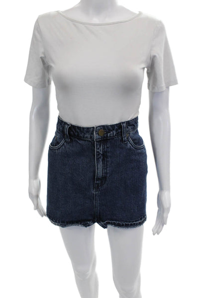 Free People Unisex Dark Blue 100% Cotton 90s Button Mini Shorts Size 6