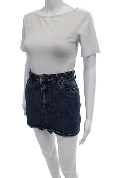 Free People Unisex Dark Blue 100% Cotton 90s Button Mini Shorts Size 6