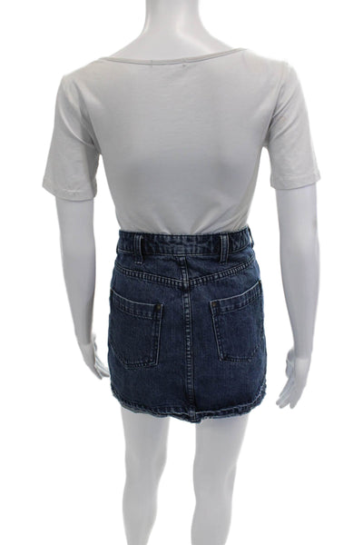 Free People Unisex Dark Blue 100% Cotton 90s Button Mini Shorts Size 6