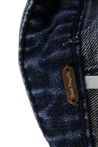 Free People Unisex Dark Blue 100% Cotton 90s Button Mini Shorts Size 6