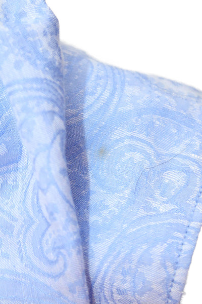 Robert Graham Mens Button Front Collared Linen Paisley Shirt Blue Size Medium
