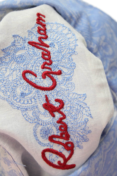 Robert Graham Mens Button Front Collared Linen Paisley Shirt Blue Size Medium