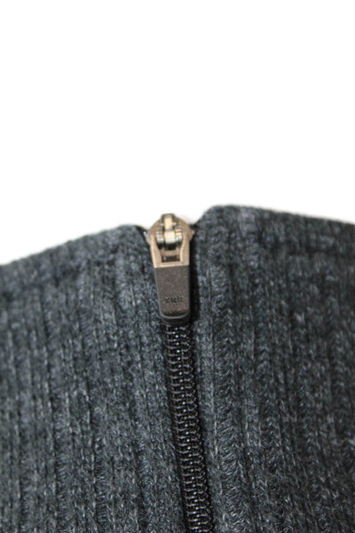 Izod Men Pullover Sweater Dark Gray Mock Neck Zip Long Sleeve Size L
