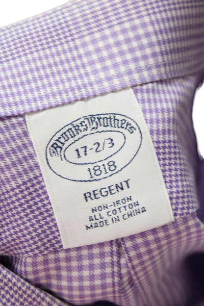 Brooks Brothers Mens Point Collar Purple Check Cotton Dress Shirt Size 17