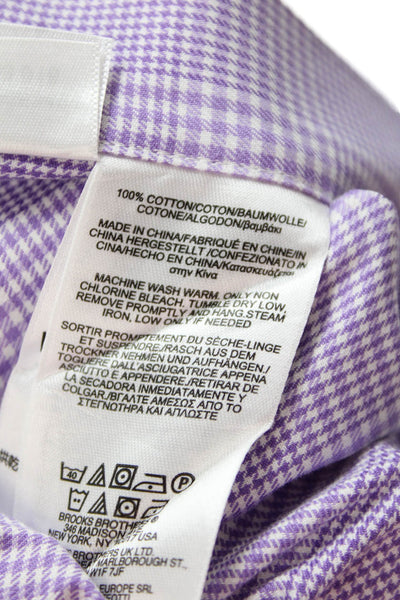 Brooks Brothers Mens Point Collar Purple Check Cotton Dress Shirt Size 17
